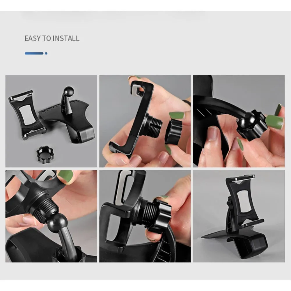 3 in 1 Car GPS Smartphone Holder: Dashboard / Visor Clamp   AC Grid Clip for Verykool Fusion I2 - Black