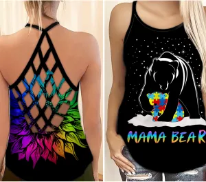 Autism Awareness Criss Cross Tank Top Mama Bear Shirts Autism Awareness Shirts Autism Awareness Gift For Mom HT