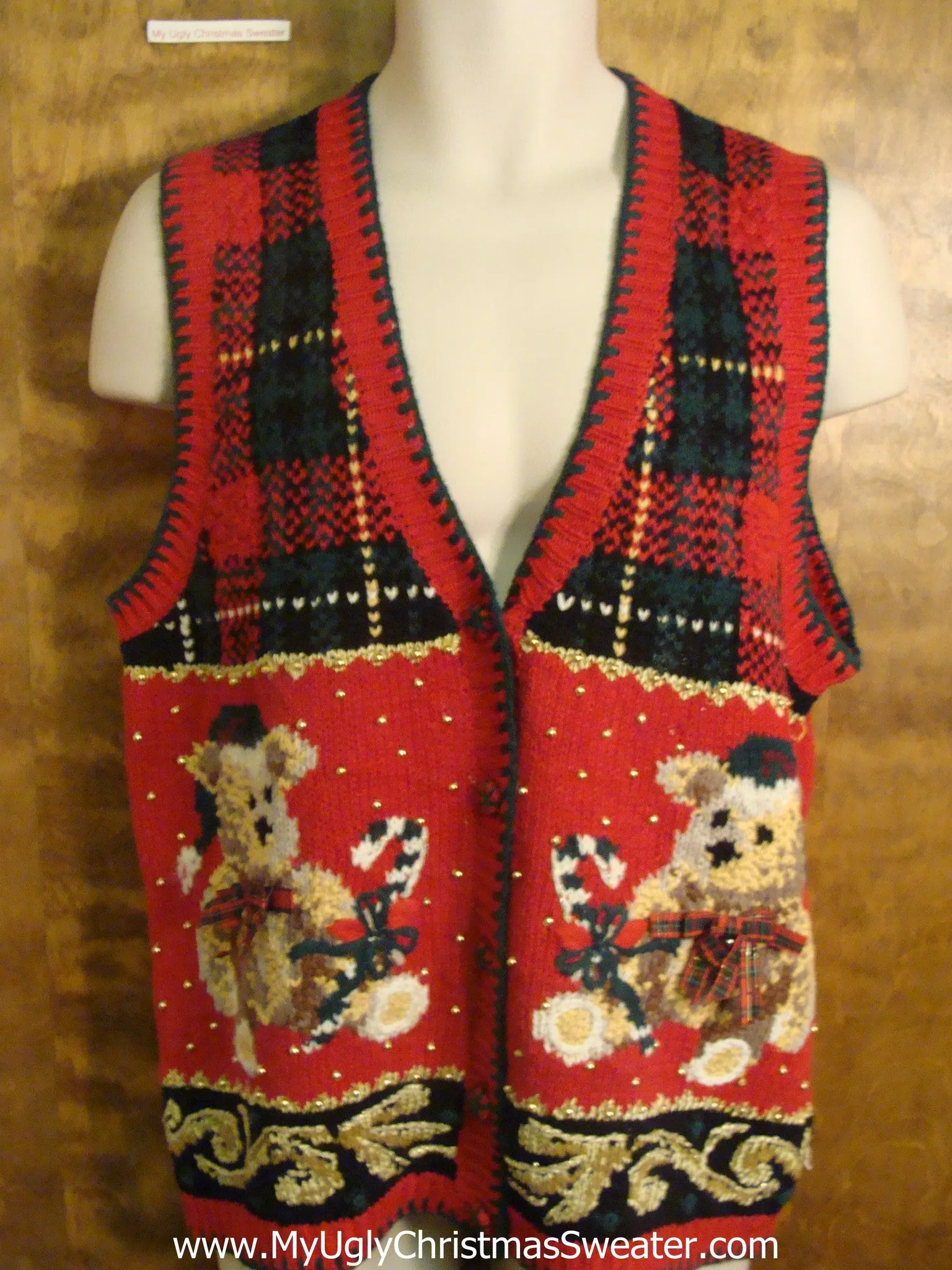 Christmas Teddy Bears Funny Christmas Sweater Vest