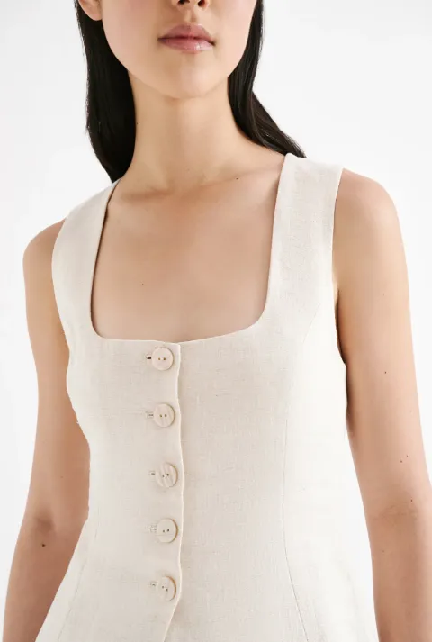 Clio Linen Vest - Natural