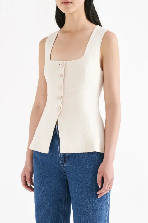 Clio Linen Vest - Natural