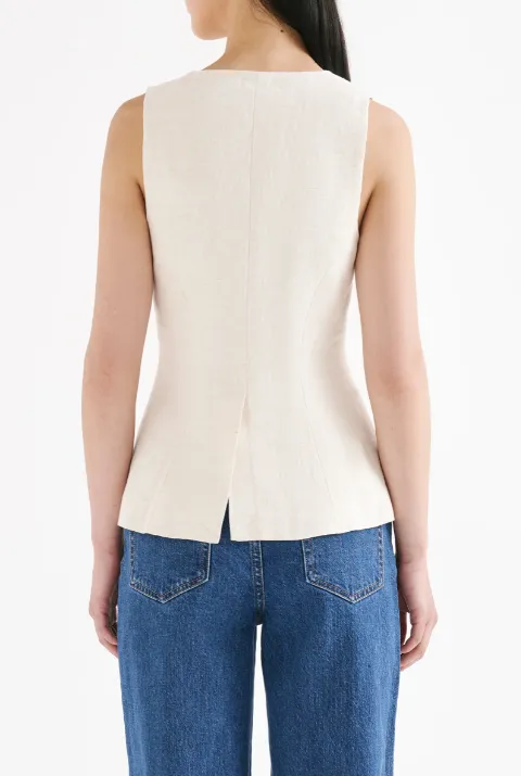 Clio Linen Vest - Natural