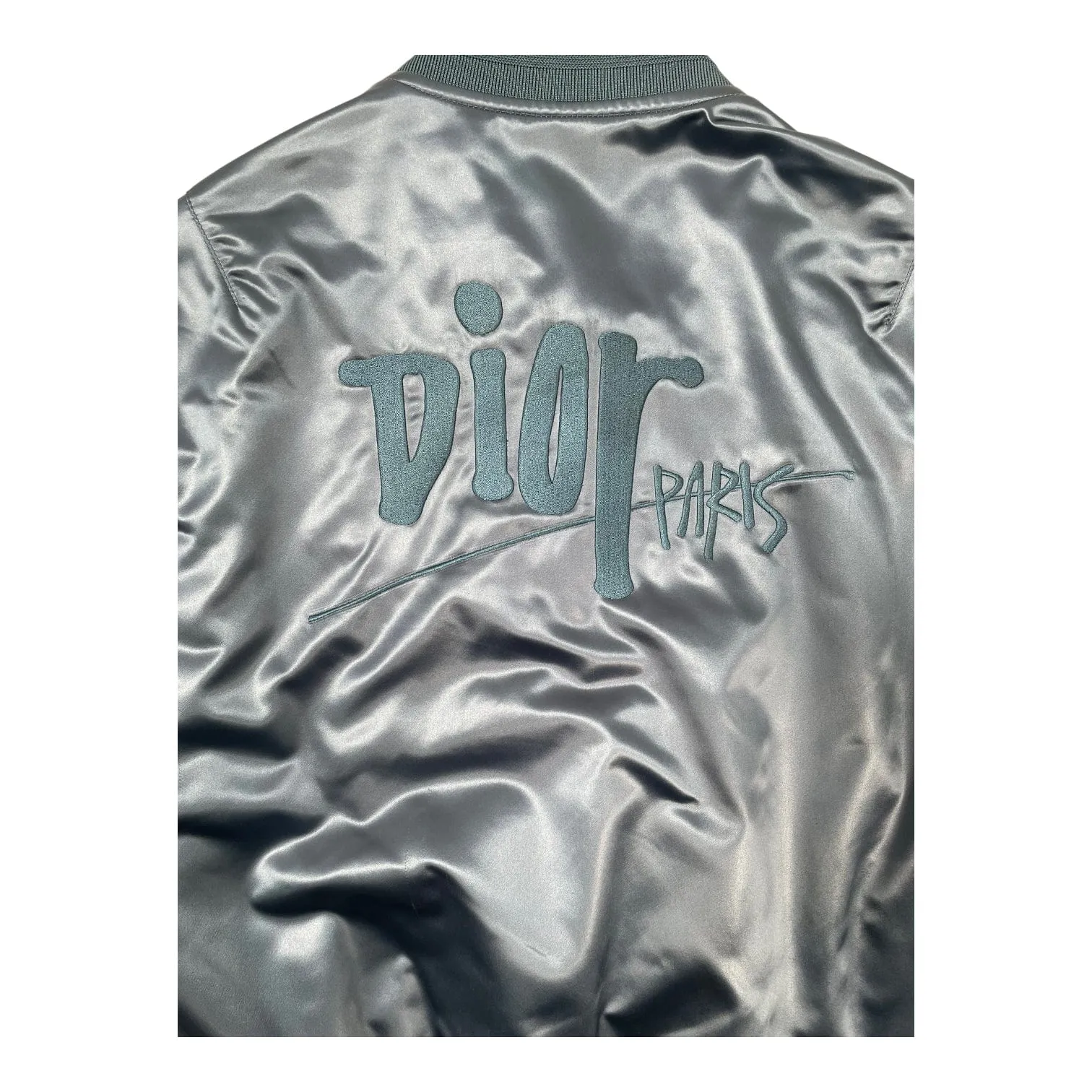 Dior x Shawn Stussy Satin Bomber Jacket Blue Pre-Owned