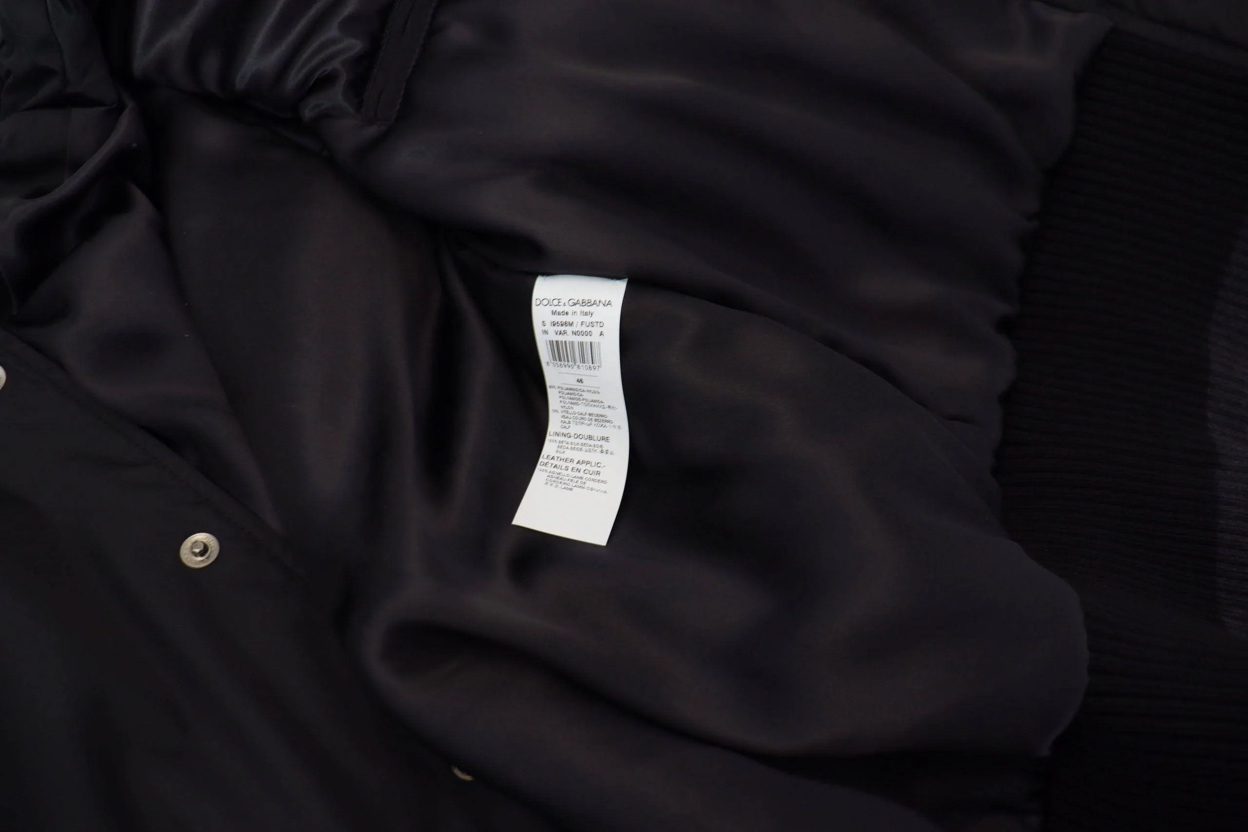 Dolce & Gabbana Black Nylon Crystals Coat Buttons Jacket