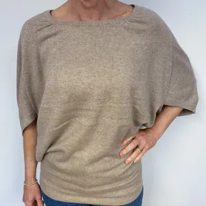 Fawn Slouchy Bat Wing Crew Neck Jumper Medium