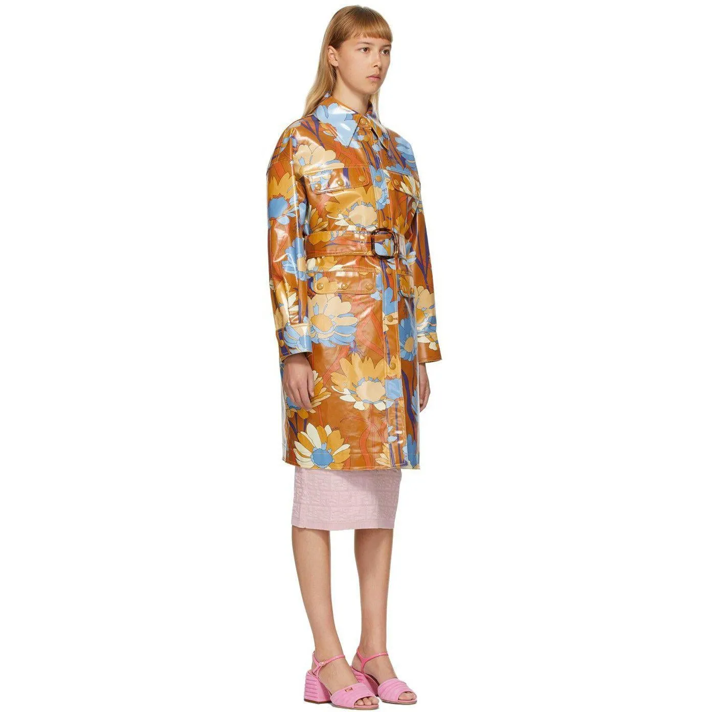 Fendi Multicolor Coated Cotton Daisy Garden Coat