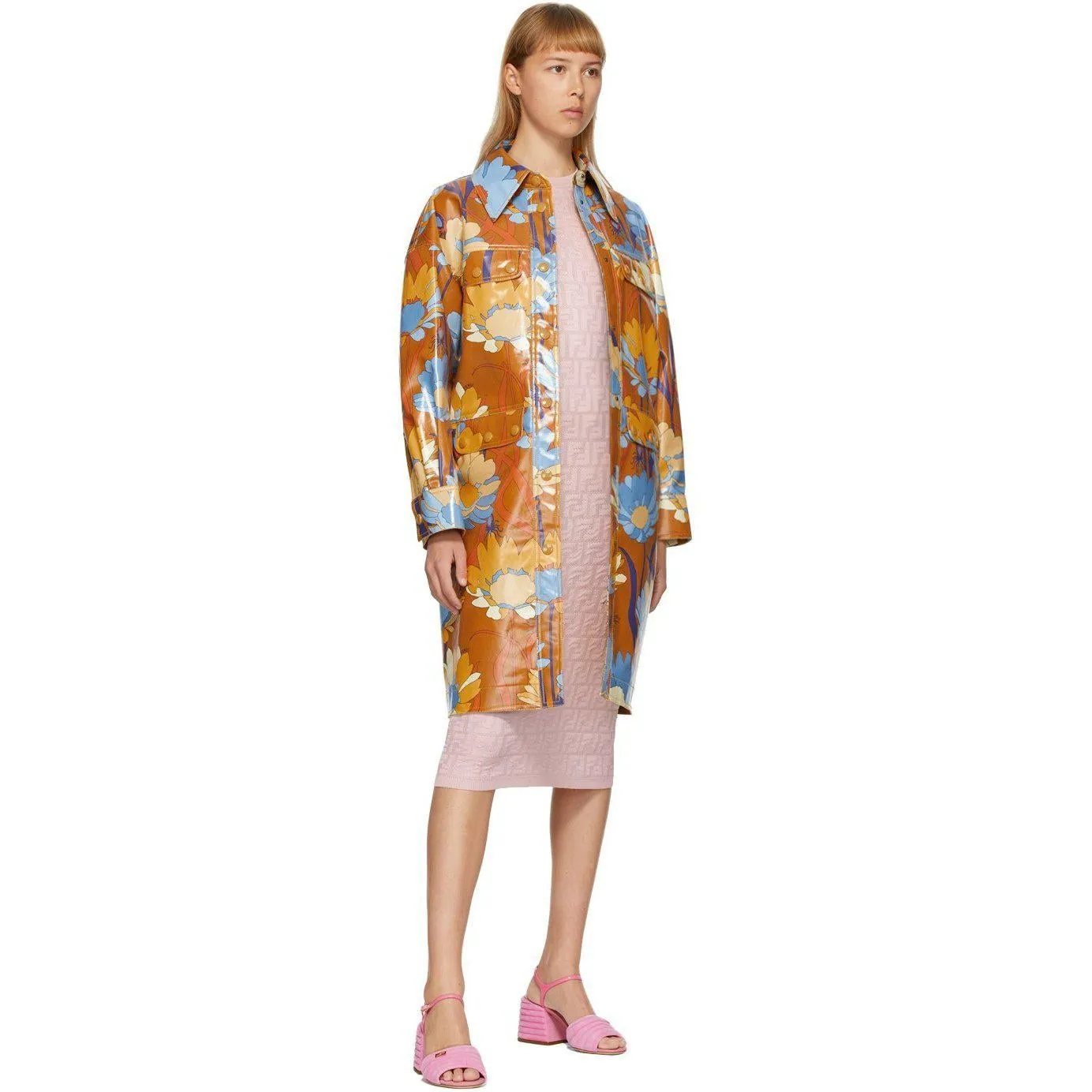 Fendi Multicolor Coated Cotton Daisy Garden Coat