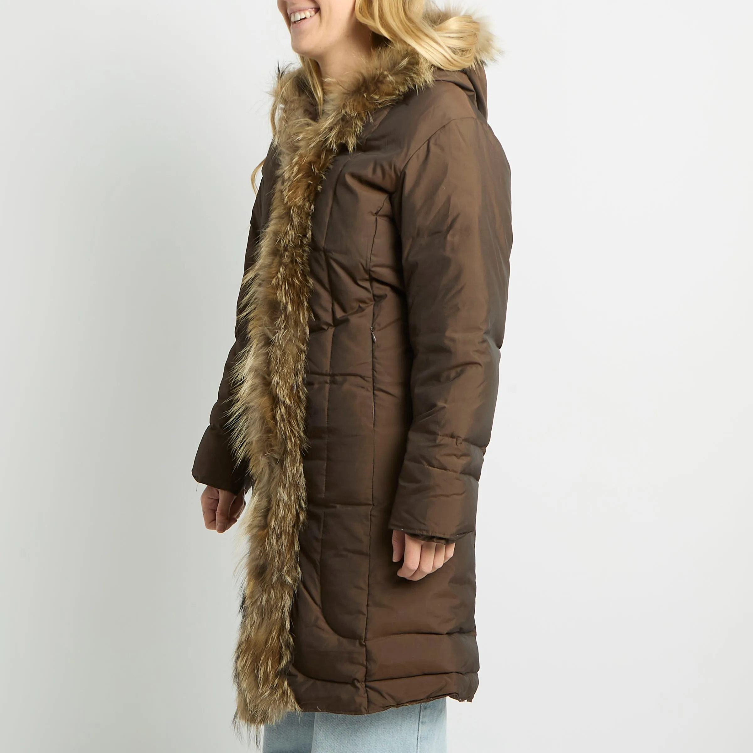 Fur Trim Padded Coat - UK 14
