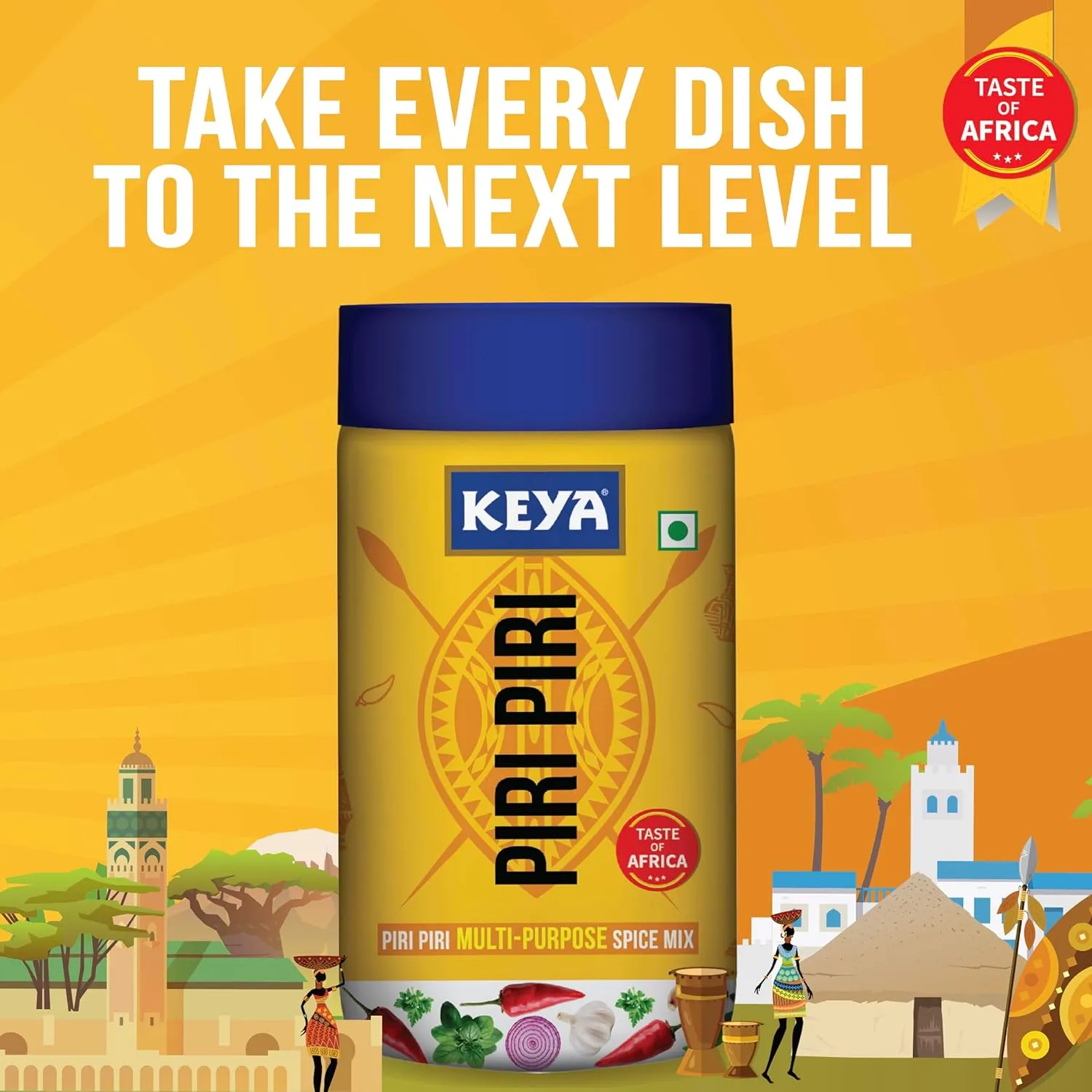 Keya Piri Piri | Peri Peri | Exotic Spice Mix | Multi-purpose Seasoning | Zero Artifical Colours | No Added MSG | Instant Seasoning Mix |Marinade Mix, Dip Mix, Sprinkler| Perfect for Fries, Sweet Corn, Makhana, Papad, Khichdi| 100g | Pack of 3