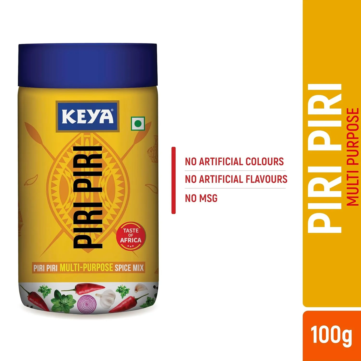 Keya Piri Piri | Peri Peri | Exotic Spice Mix | Multi-purpose Seasoning | Zero Artifical Colours | No Added MSG | Instant Seasoning Mix |Marinade Mix, Dip Mix, Sprinkler| Perfect for Fries, Sweet Corn, Makhana, Papad, Khichdi| 100g | Pack of 3