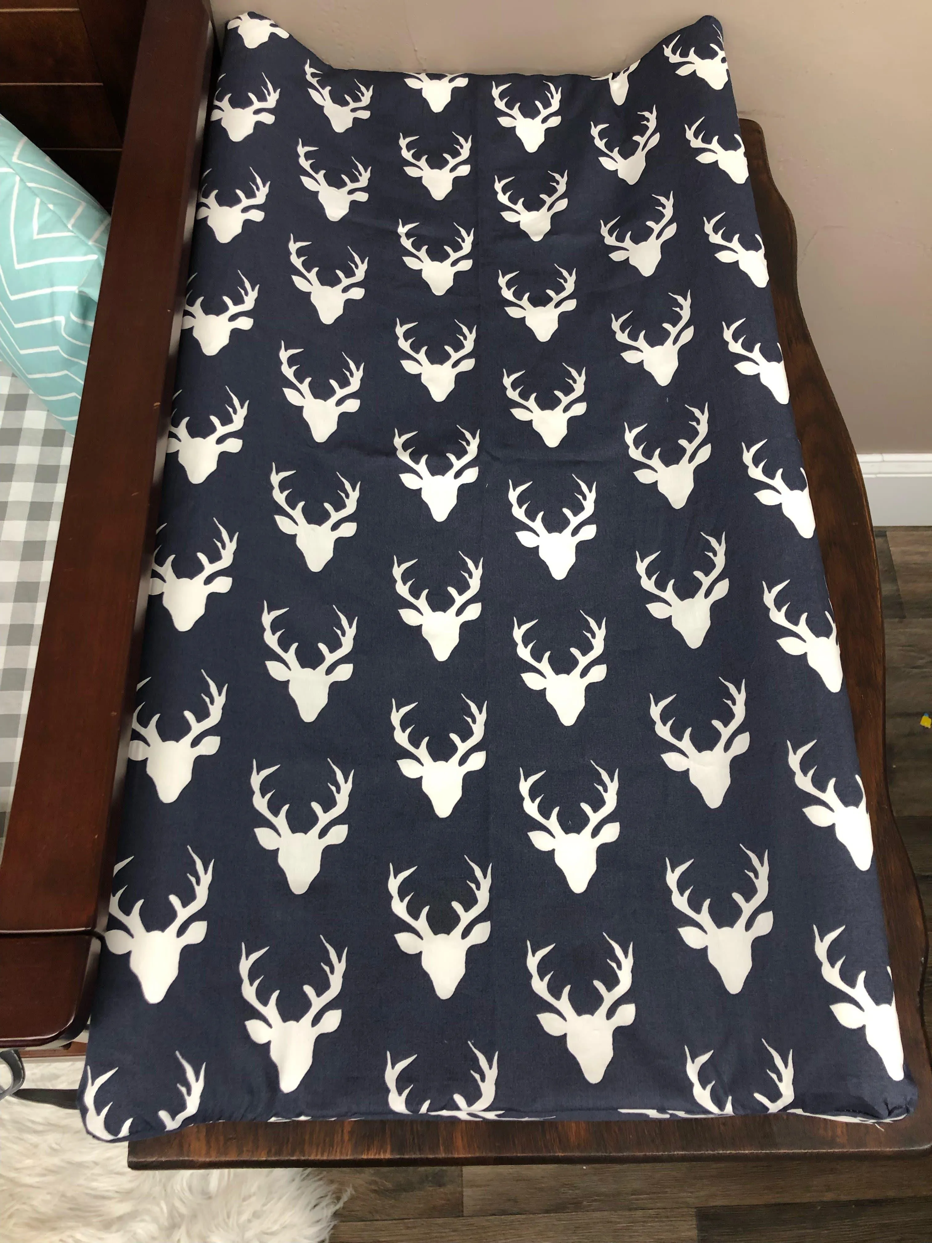 Navy Buck Woodland Changing Pad Cover