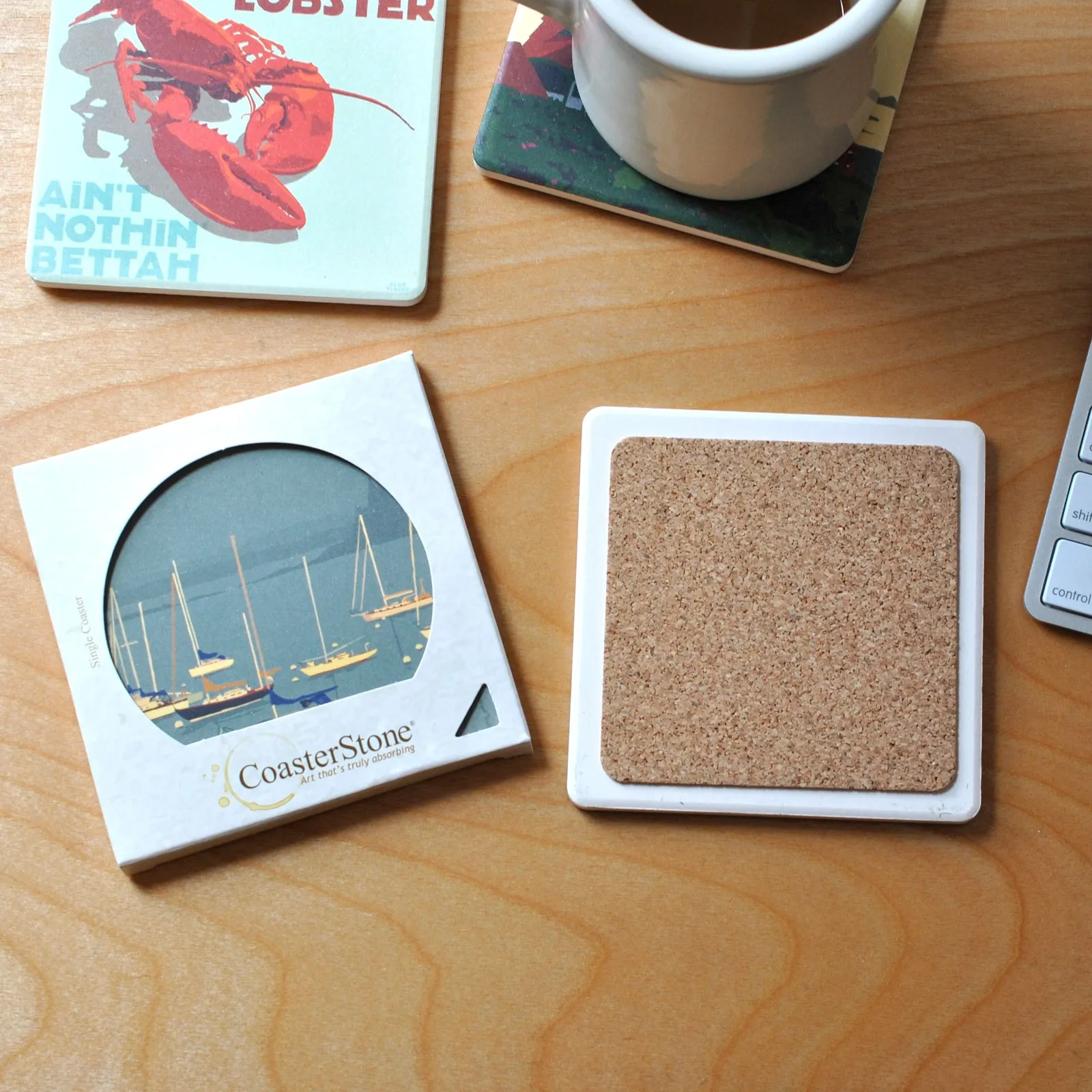 Race Point Light Art Drink Coaster - Massachusetts