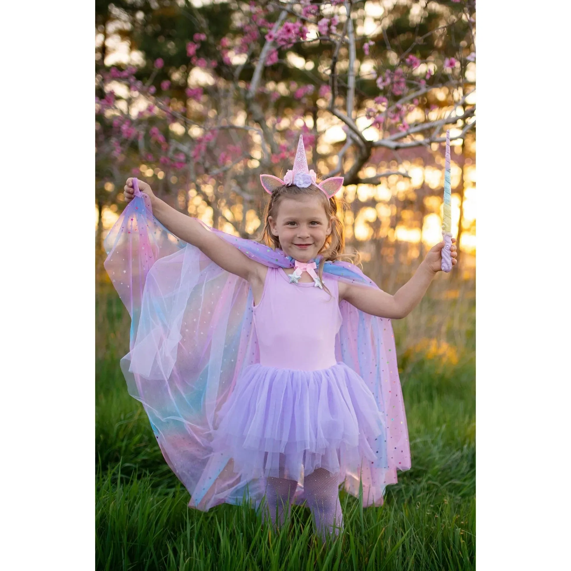 rainbow unicorn cape and headband 4-6