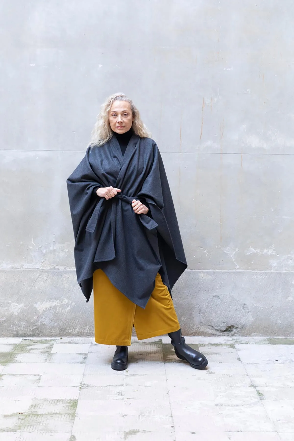 RECYCLED WOOL CAPE