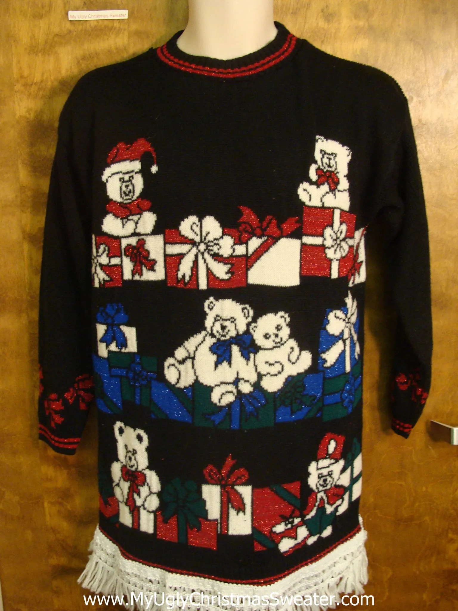 Red, White, and Blue Teddy Bears Tacky Xmas Sweater