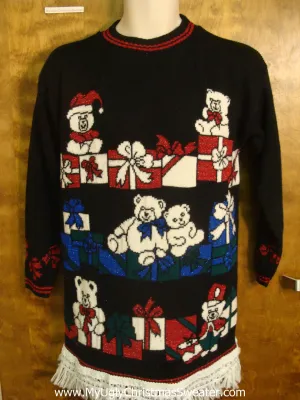 Red, White, and Blue Teddy Bears Tacky Xmas Sweater