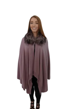 Rosewood Cape with Silver Fox Collar