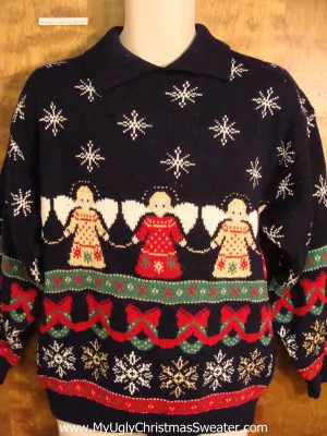 Tacky 80s Angels Cute Xmas Sweater