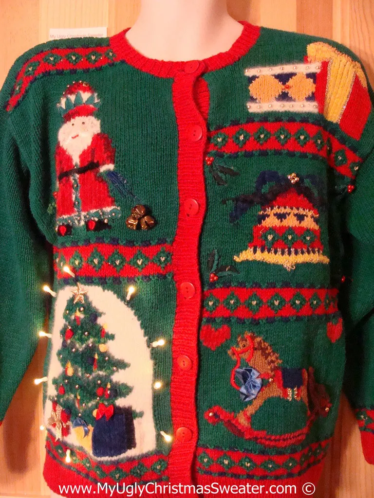 Tacky Ugly Christmas Sweater 80s Style Cardigan with Lights  (g103)