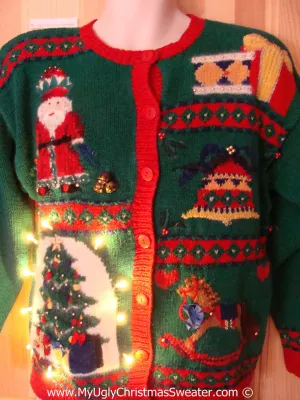 Tacky Ugly Christmas Sweater 80s Style Cardigan with Lights  (g103)