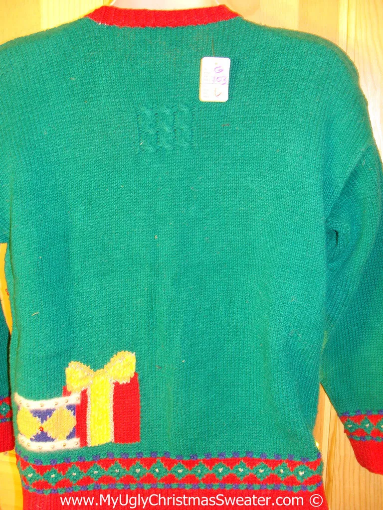 Tacky Ugly Christmas Sweater 80s Style Cardigan with Lights  (g103)