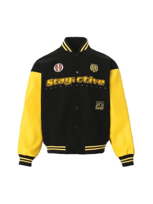 Thesupermade Contrast Color Stitching Embroidery Bomber Jacket