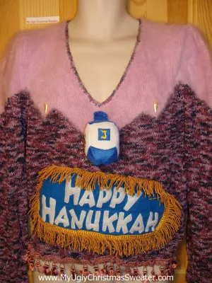 Ugly Christmas Sweater Party Hanukkah Sweater  Vintage 80s (j131)