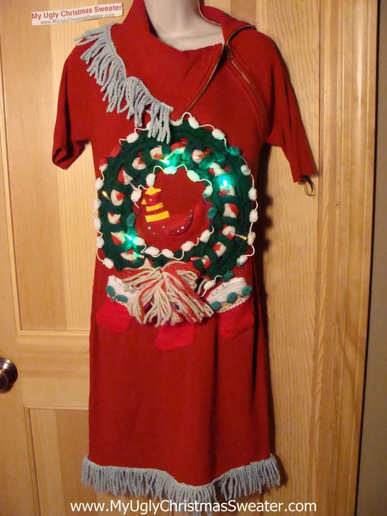 Ugly Christmas Sweater Party Tacky Dress with Lights (d56)