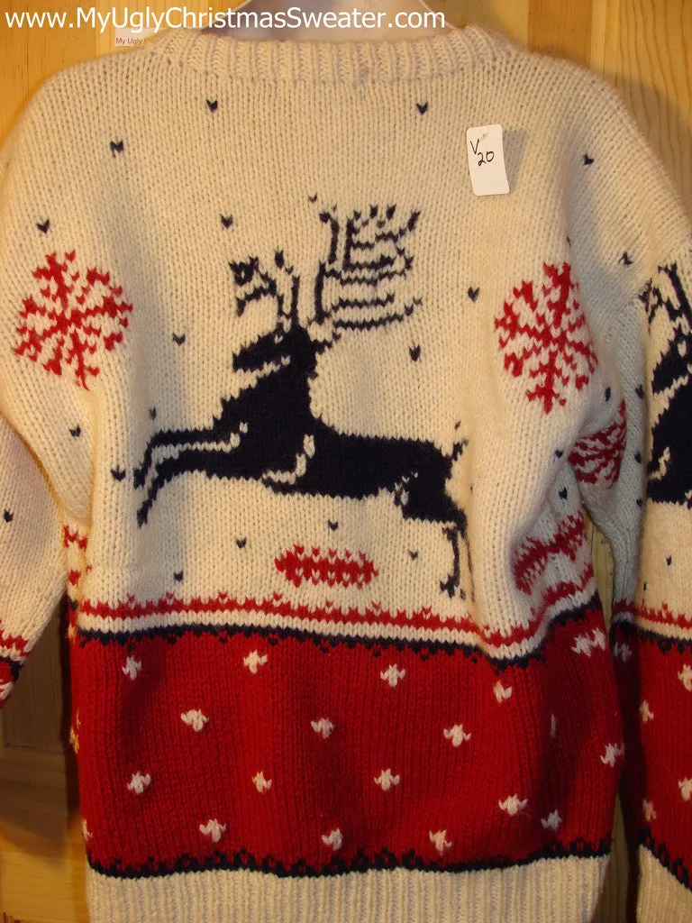 Ugly Christmas Sweater Party Vintage Reindeer Sweater (v20)