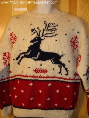 Ugly Christmas Sweater Party Vintage Reindeer Sweater (v20)