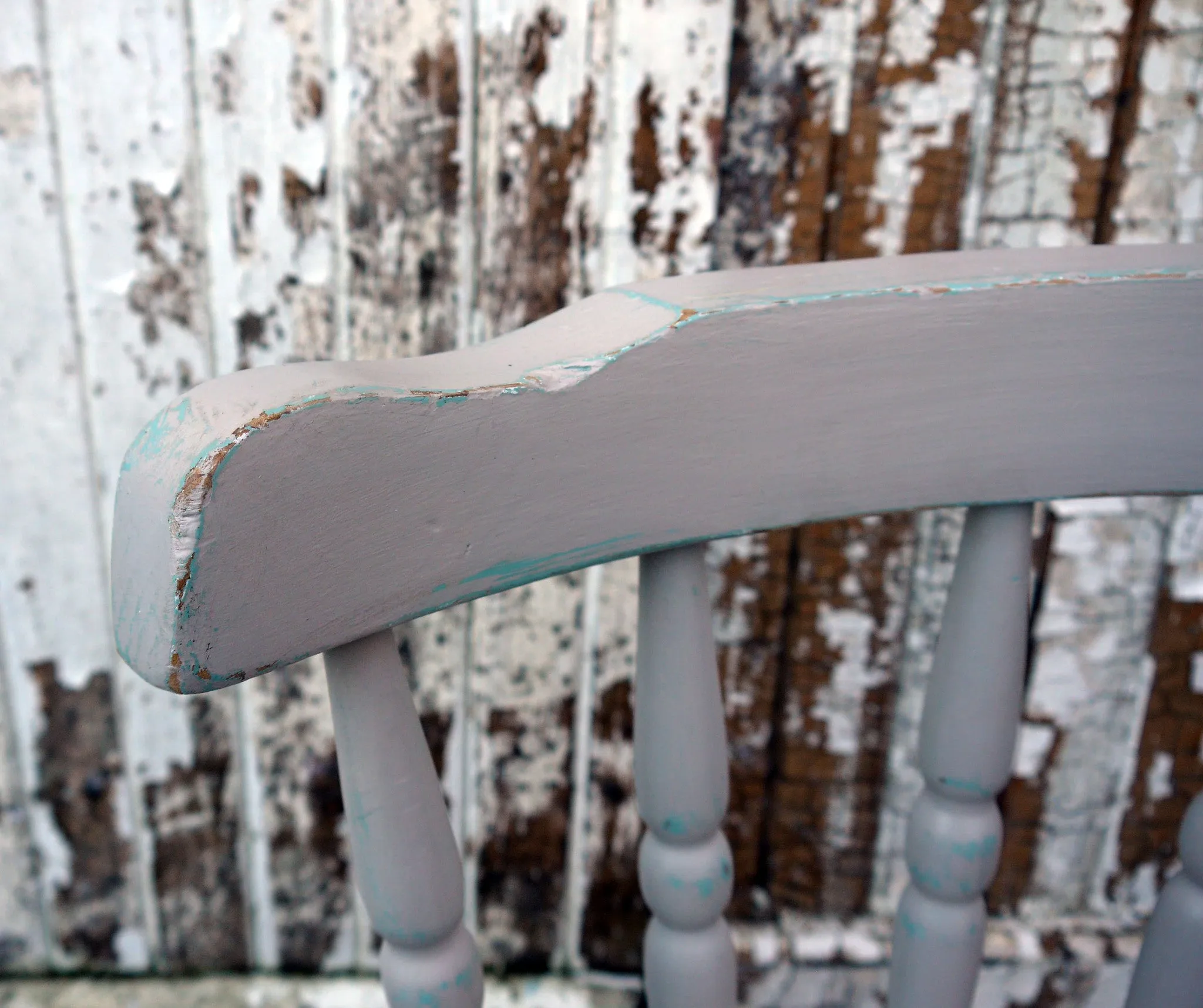Vintage hand painted dining chair in Fusion Mineral Paint champlain with bird decoupage
